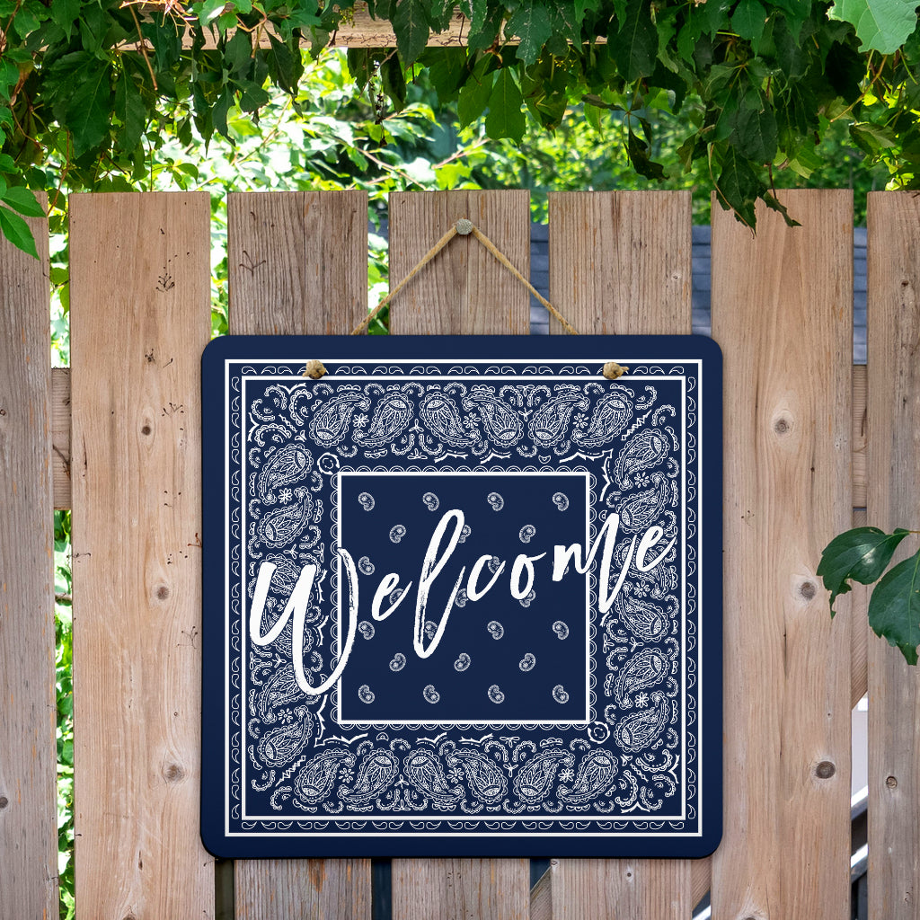 Navy Blue and White Bandana Door Signs