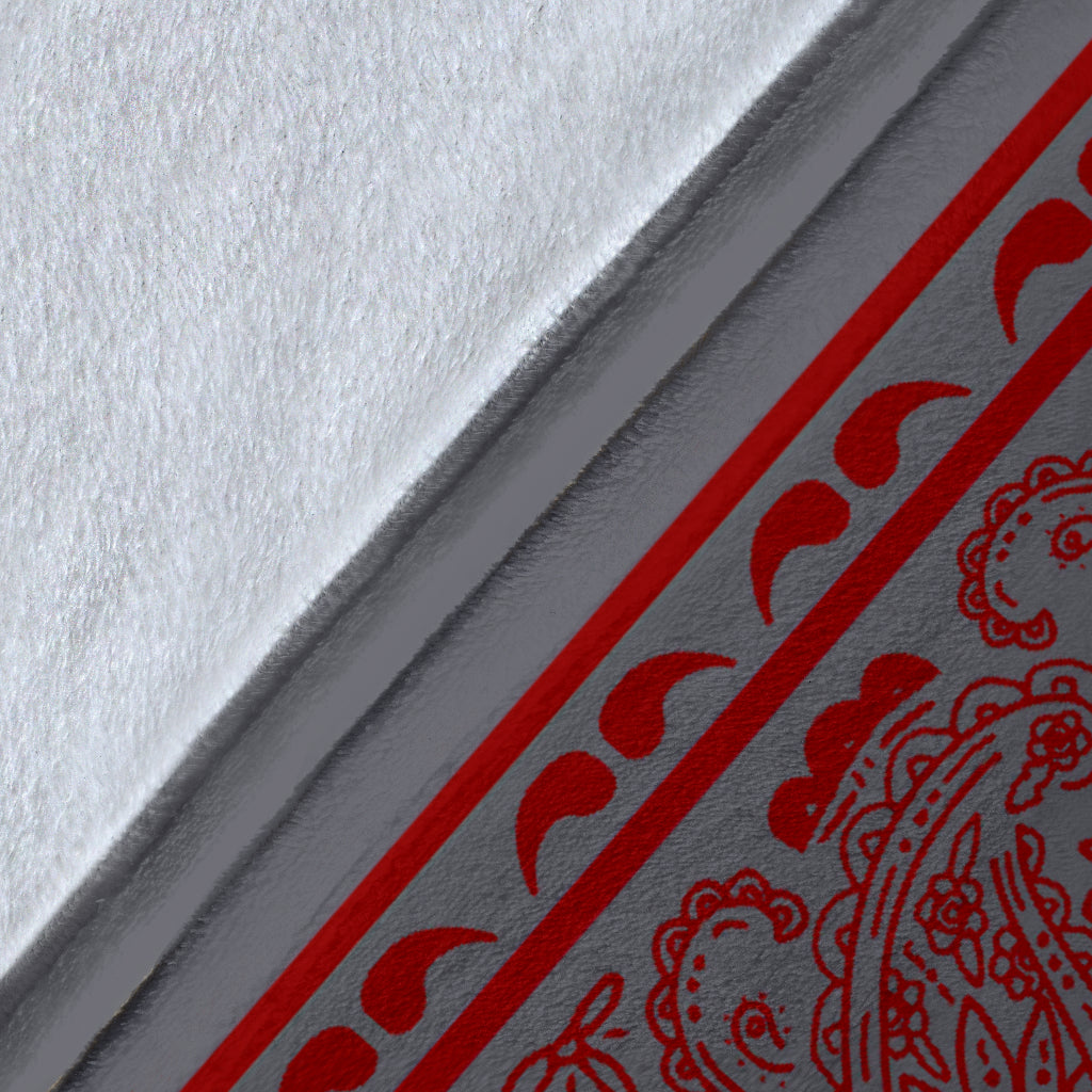 Gray with Red Bandana Throw Blanket Details
