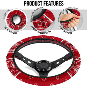 Classic Red Bandana Steering Wheel Covers - 3 Styles