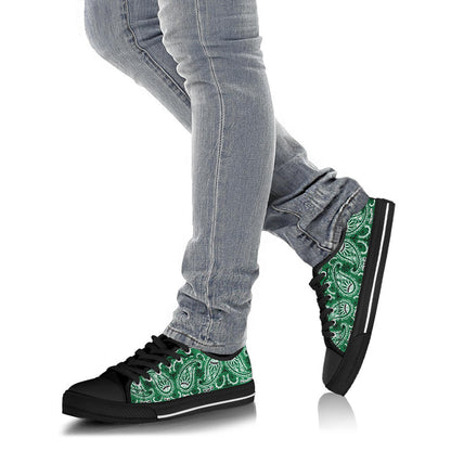 Canvas  Low Top Sneakers - Classic Green Bandana Style