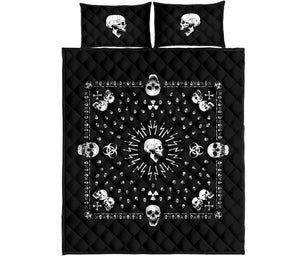 Quilt Set - Black Hazardous Skulls Bandana Quilt w/Shams