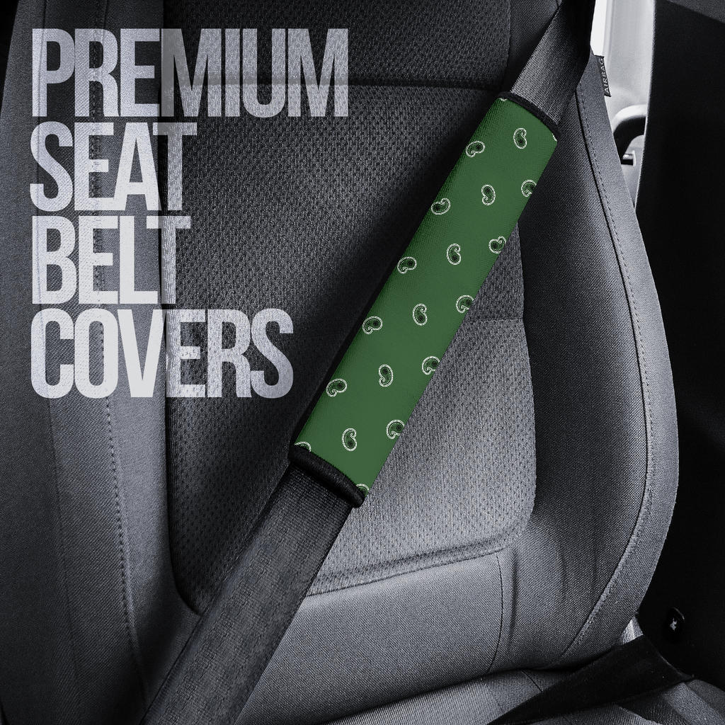 Classic Green Bandana Seat Belt Covers - 3 Styles