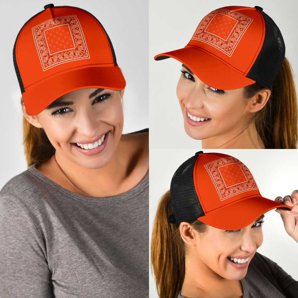 Perfect Orange Bandana Simple Mesh Back Cap