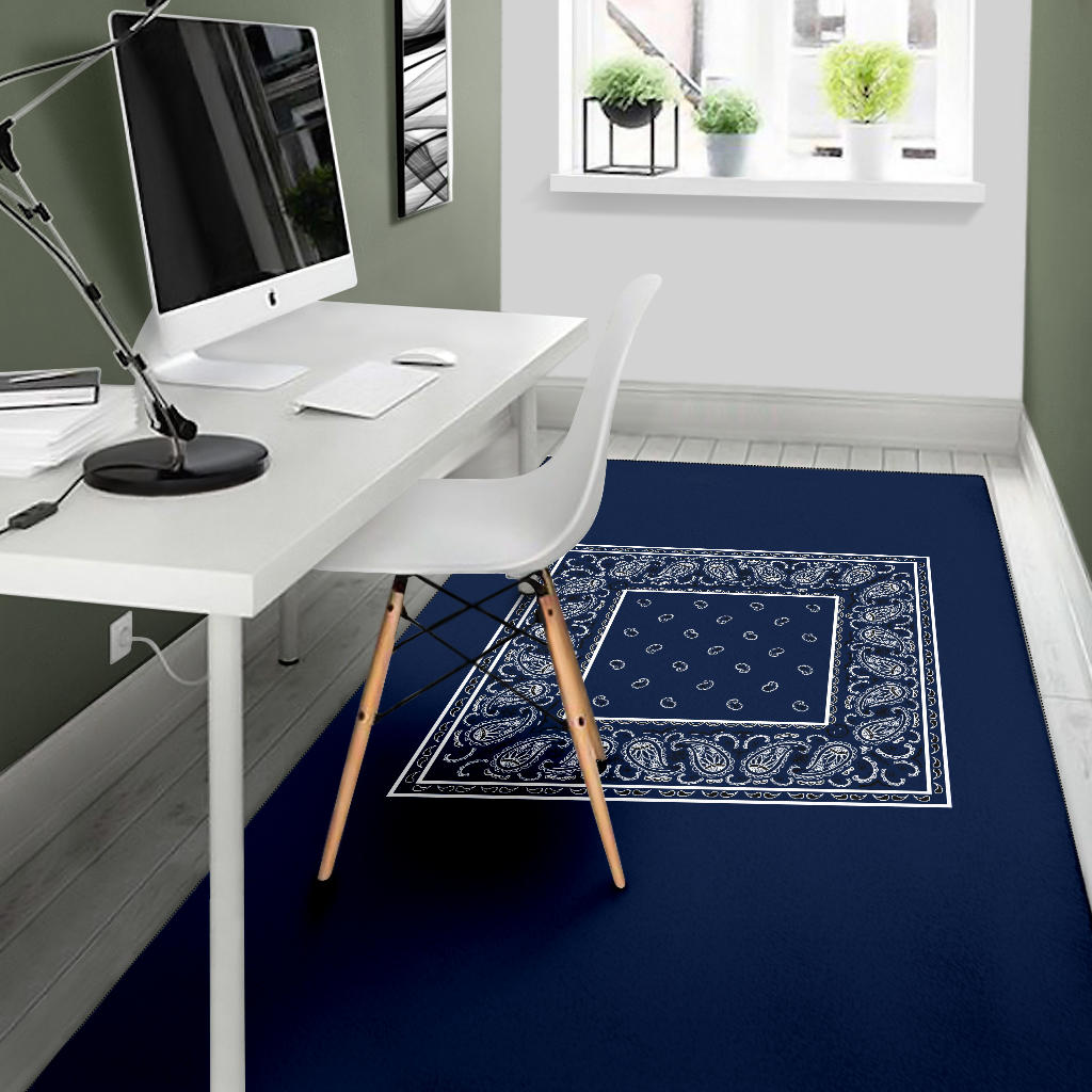 Navy Blue Bandana Area Rugs - Minimal