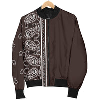 Asymmetrical Coffee Brown Bandana Men's Bomber Jacket