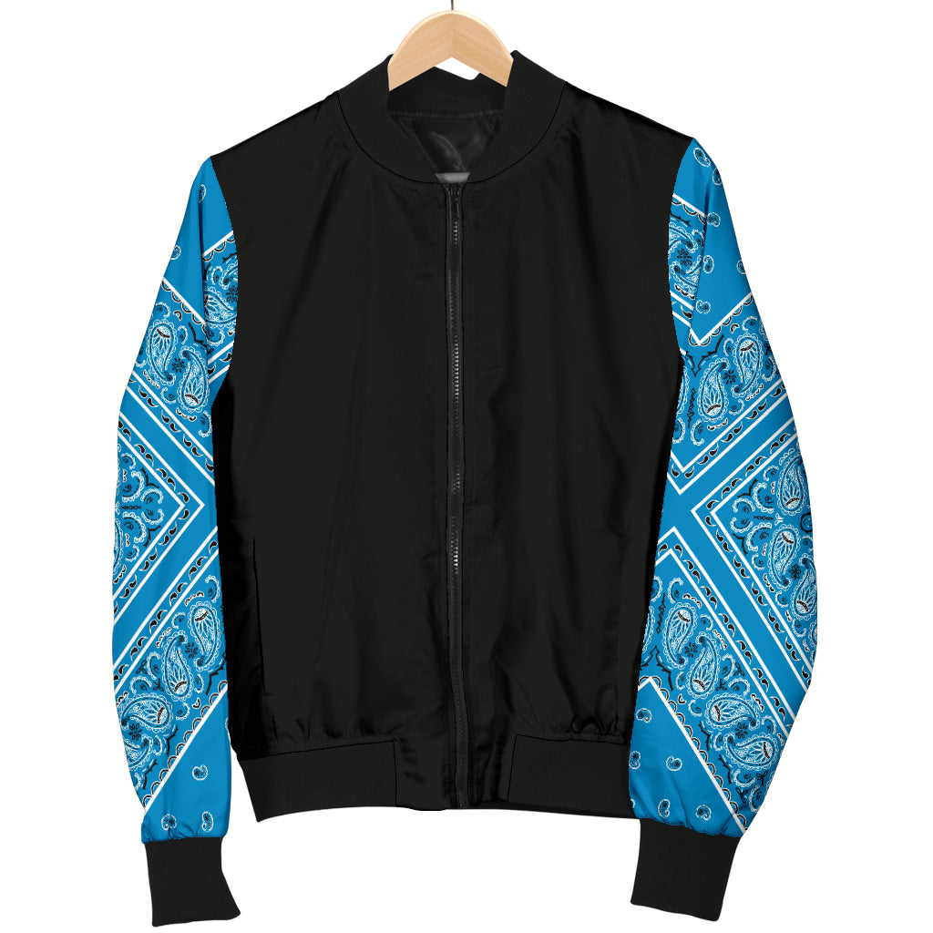 Men's Sky Blue Bandana Sleeved Bomber Jacket