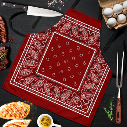 Maroon Red Bandana Print Aprons