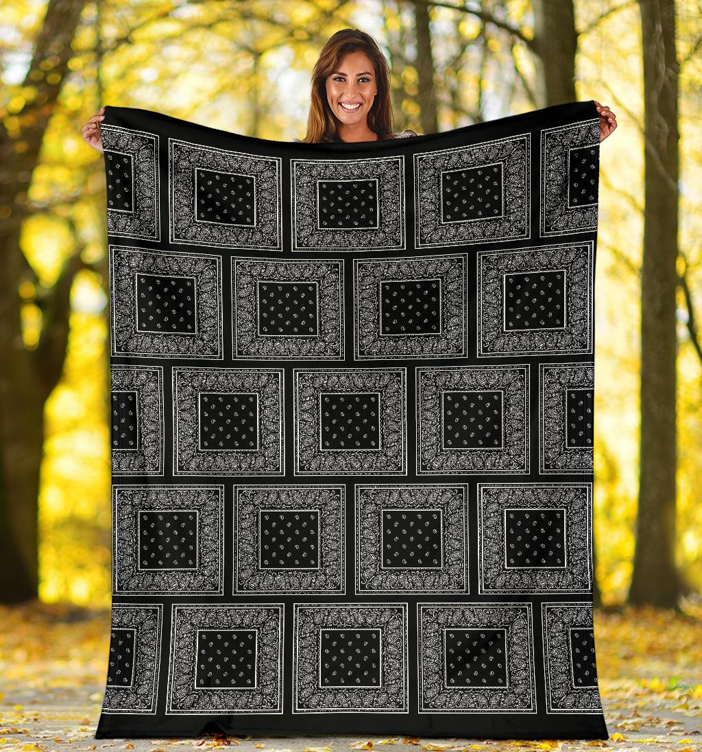 Black Bandana Patch Throw Blanket small