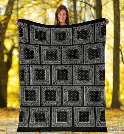 Black Bandana Patch Throw Blanket small