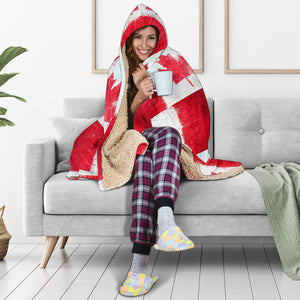 Canadian Flags Hooded Blanket