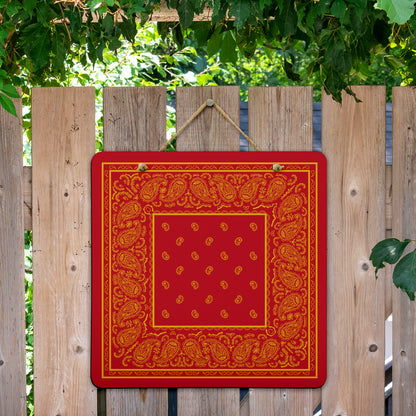 Welcome Red and Gold Bandana Sign