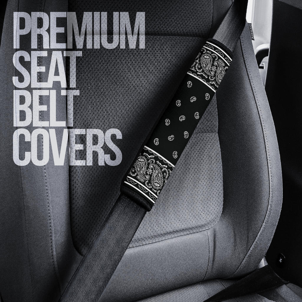 Black Bandana Seat Belt Covers - 3 Styles