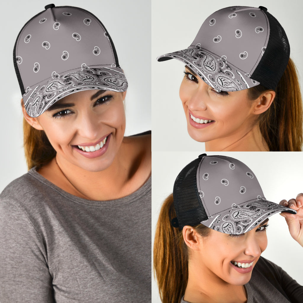 gray bandana mesh back hat