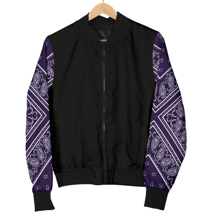 Women's Royal Purple Bandana Sleeved Bomber Jacket