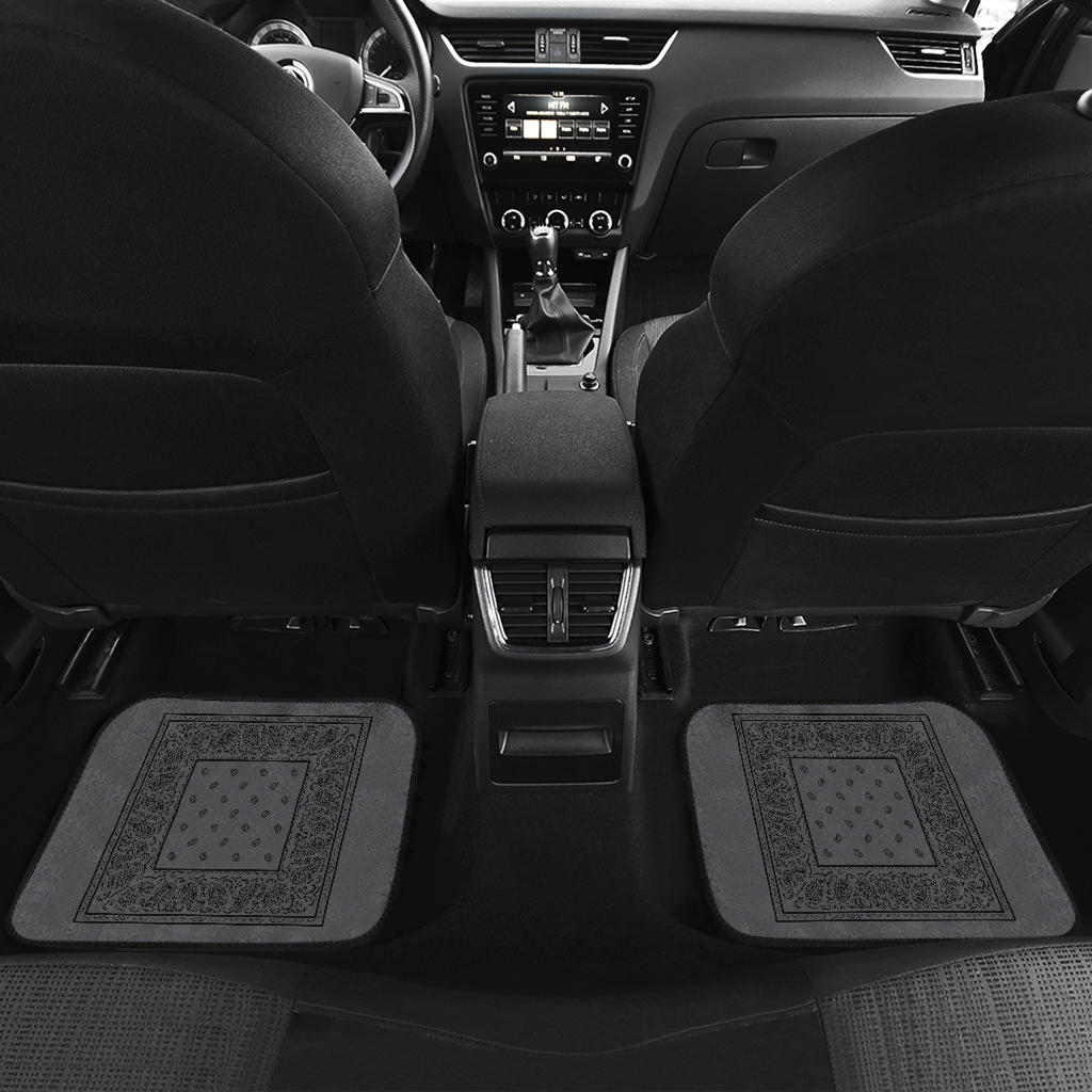 Quad Black and Gray Bandana Car Mats - Minimal