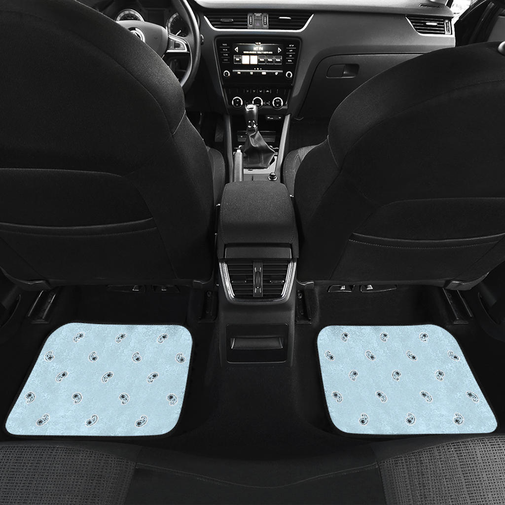 Quad Light Blue Bandana Car Floor Mats - Fancy
