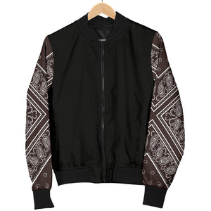 Men's Coffee Brown Bandana Sleeved Bomber Jacket