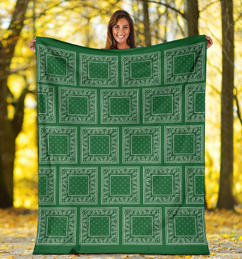 Green Bandana Throw Blankets