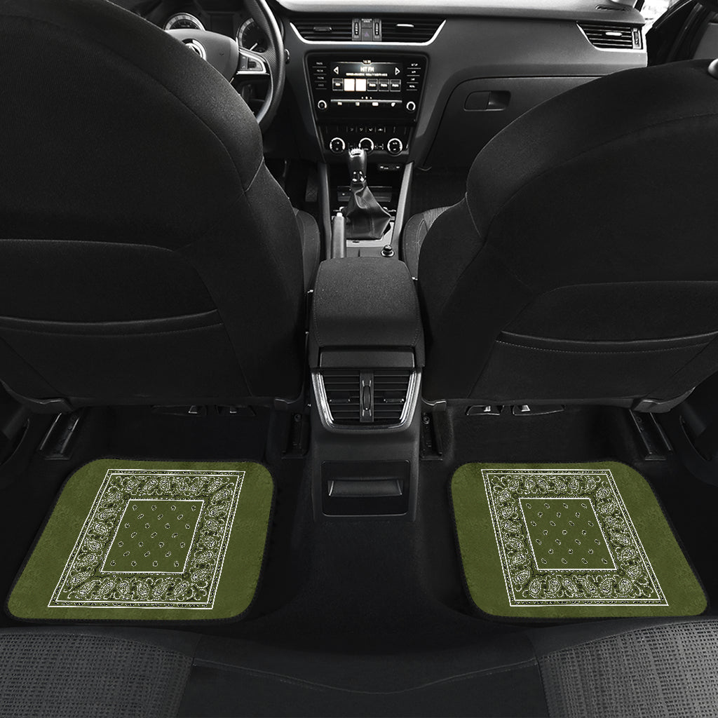 Quad Army Green Bandana Car Mats - Minimal