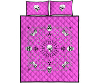 Quilt Set - Pink Hazardous Skulls Bandana Quilt w/Shams