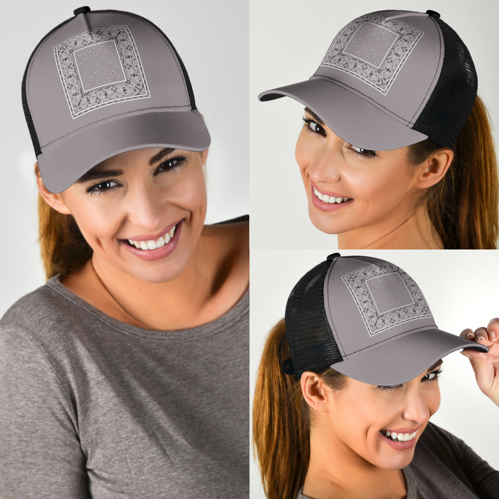 Classic Gray Bandana Simple Mesh Back Cap