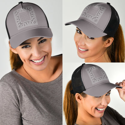 Classic Gray Bandana Simple Mesh Back Cap