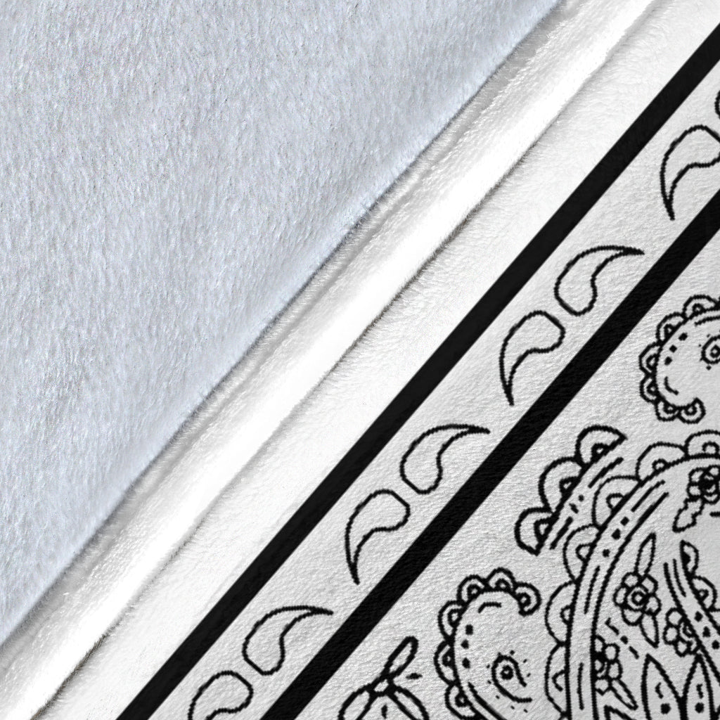 White Bandana Throw Blanket Details