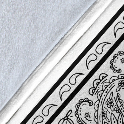White Bandana Throw Blanket Details