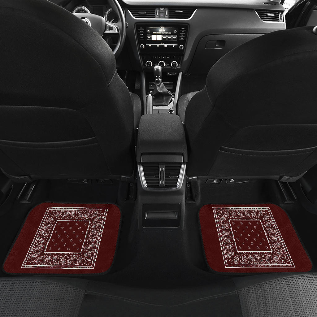 Quad Burgundy Bandana Car Mats - Minimal