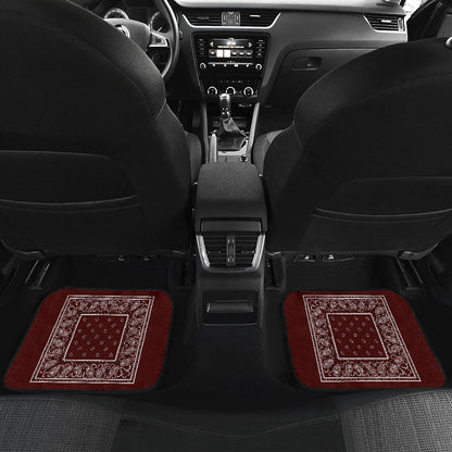 Quad Burgundy Bandana Car Mats - Minimal