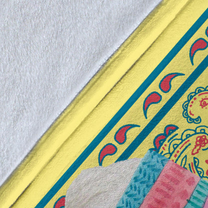 yellow llama sherpa blanket