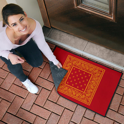 Red and Gold Bandana Door Mats
