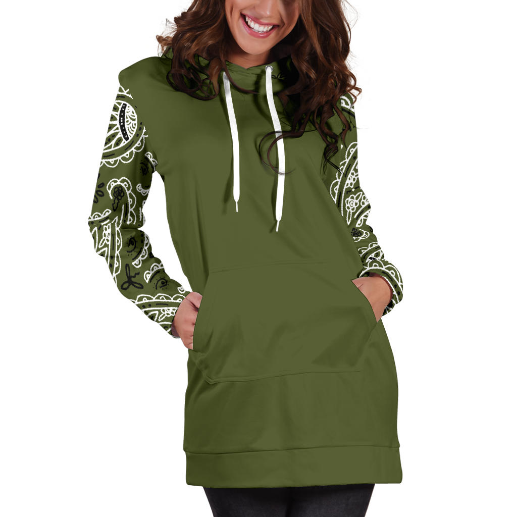 Army Green Bandana Hoodie Dress
