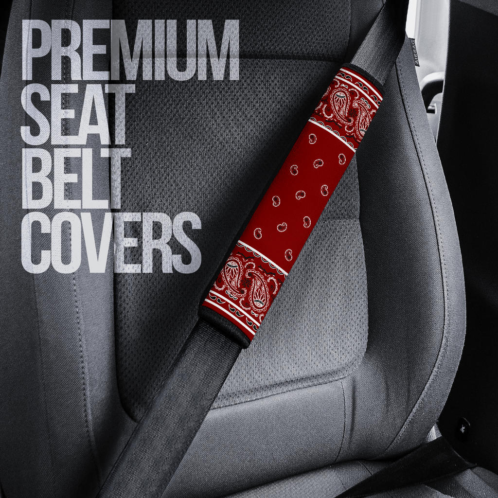 Maroon Red Bandana Seat Belt Covers - 3 Styles