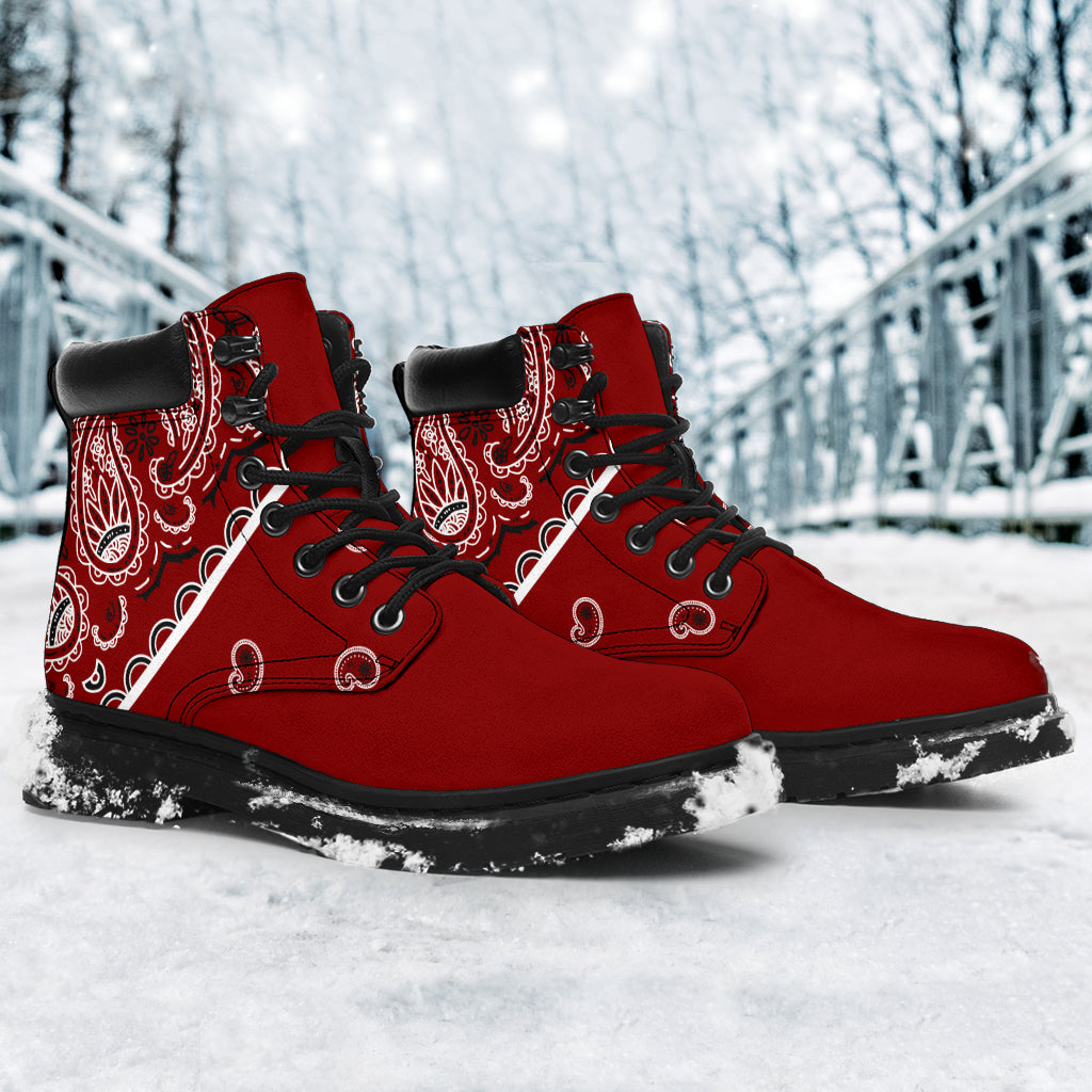 Maroon Red Bandana All Season Boots