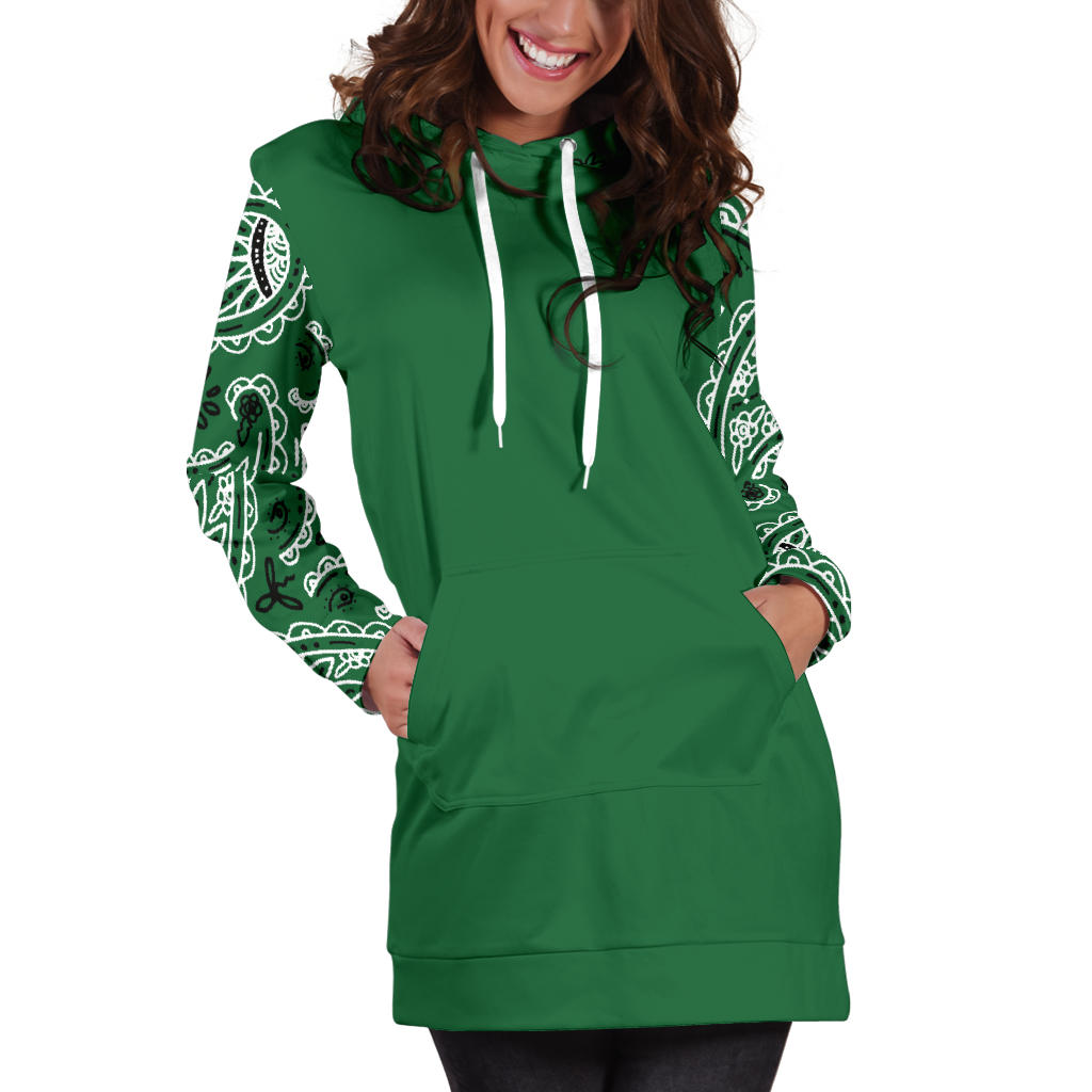 Classic Green Bandana Hoodie Dress front