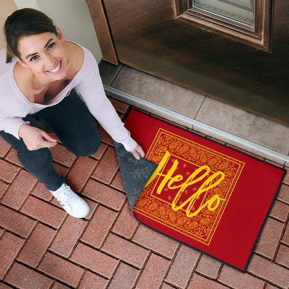 Red and Gold Bandana Door Mats