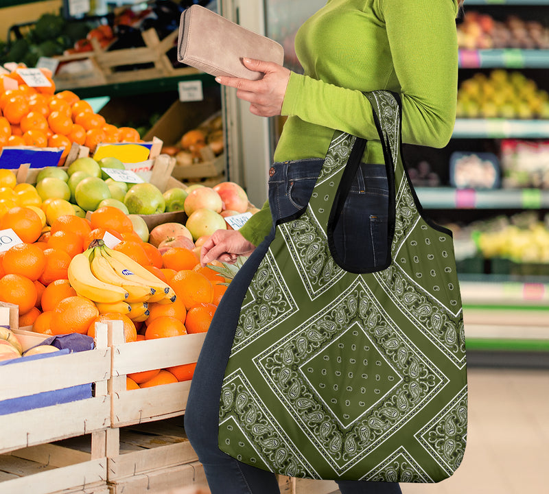Army Green Bandana Reusable Grocery Bag 3-Pack