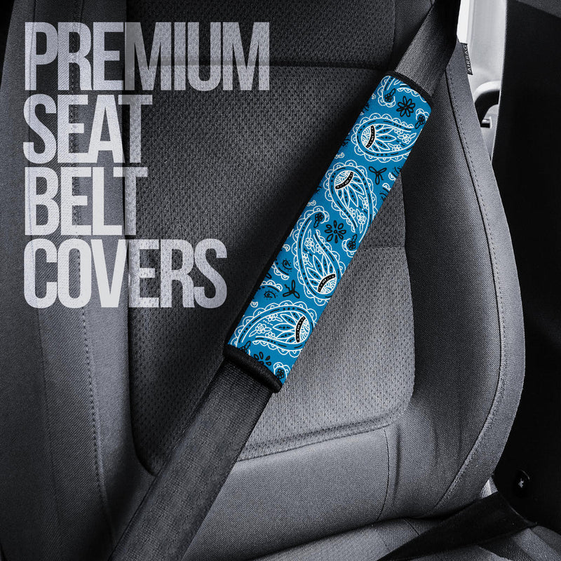 Sky Blue Bandana Seat Belt Covers - 3 Styles