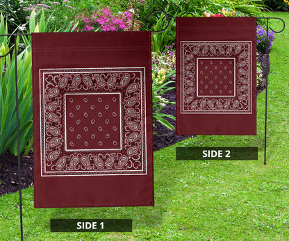 Burgundy Bandana Home and Garden Flags