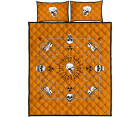 Quilt Set - Orange Hazardous Skulls Bandana Quilt w/Shams