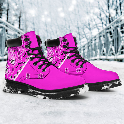 Abruptly Pink Bandana All-Season Boots