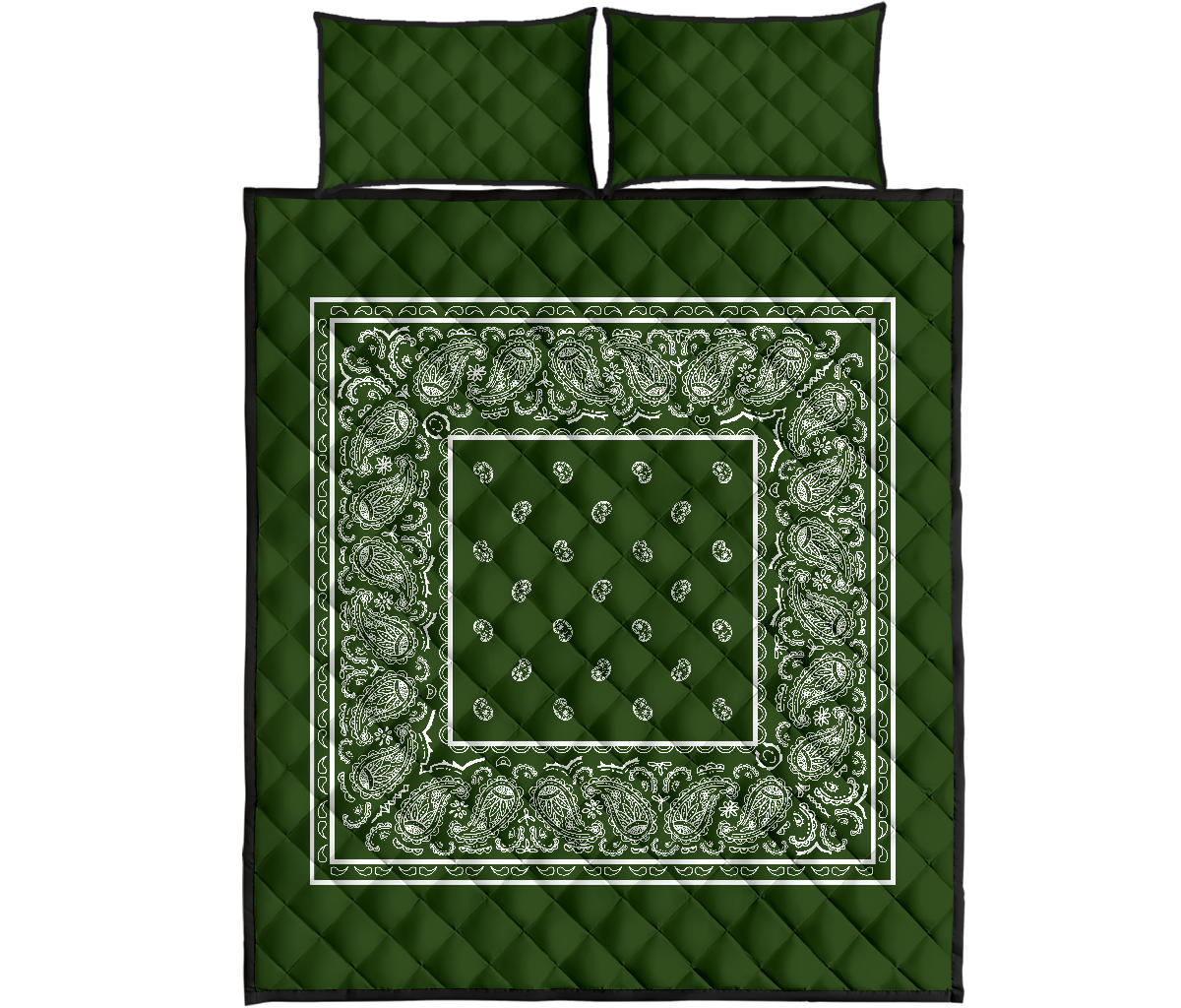 Quilt Set - Forest Green Bandana Quilt w/Shams