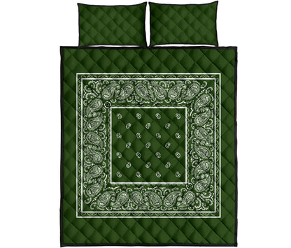 Quilt Set - Forest Green Bandana Quilt w/Shams