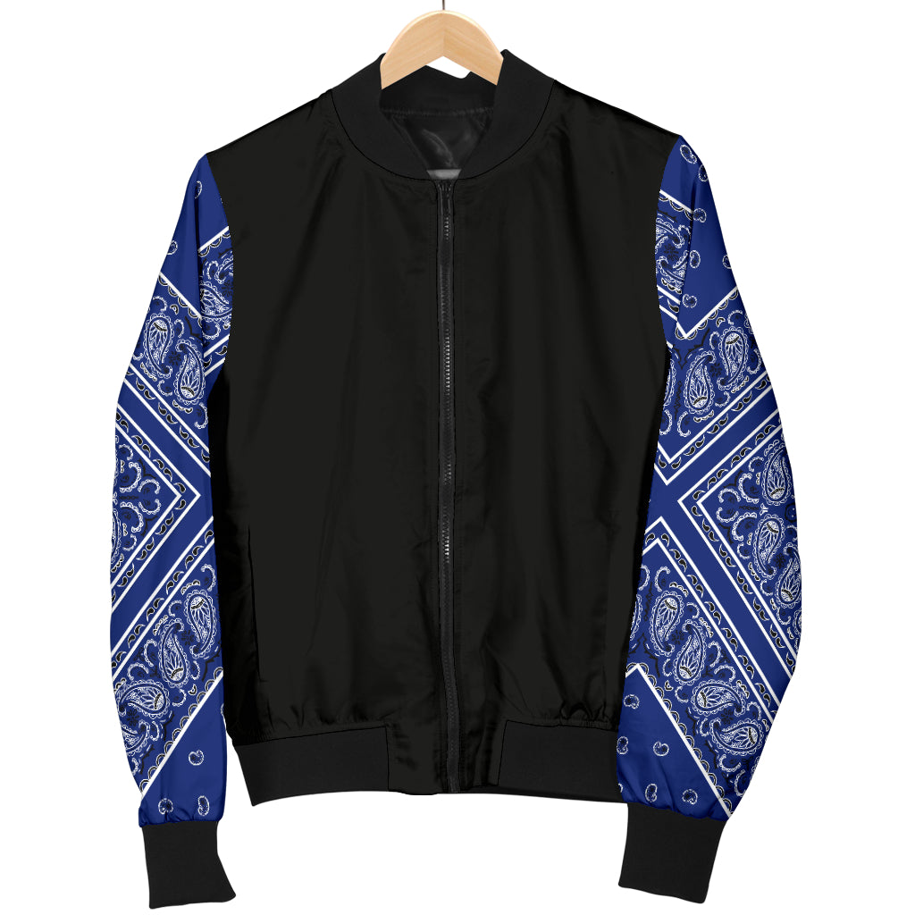 Men's Royal Blue Bandana Sleeved Bomber Jacket