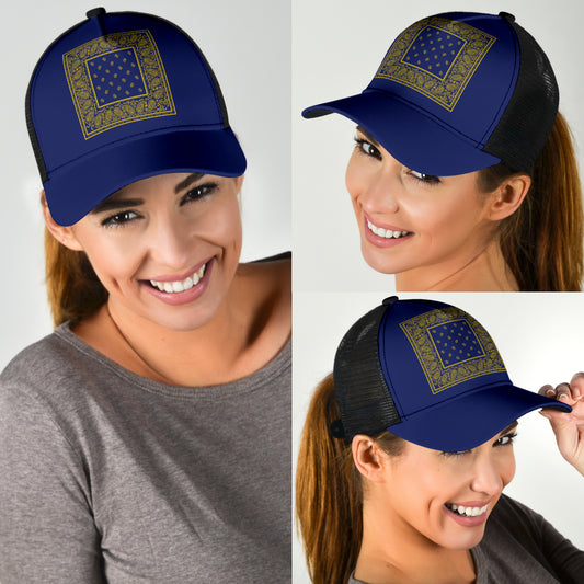 Blue and Gold Bandana Simple Mesh Back Cap