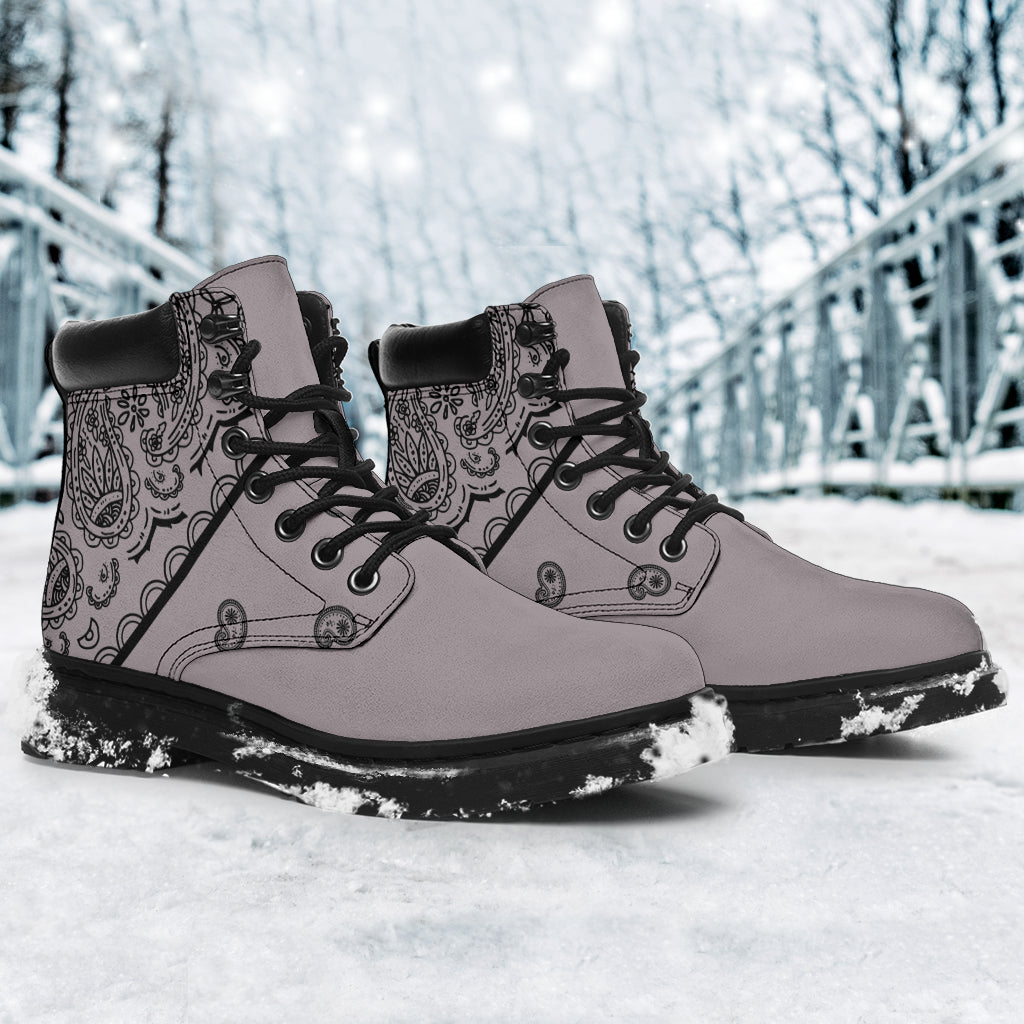 Gray and Black Bandana All Season Boots