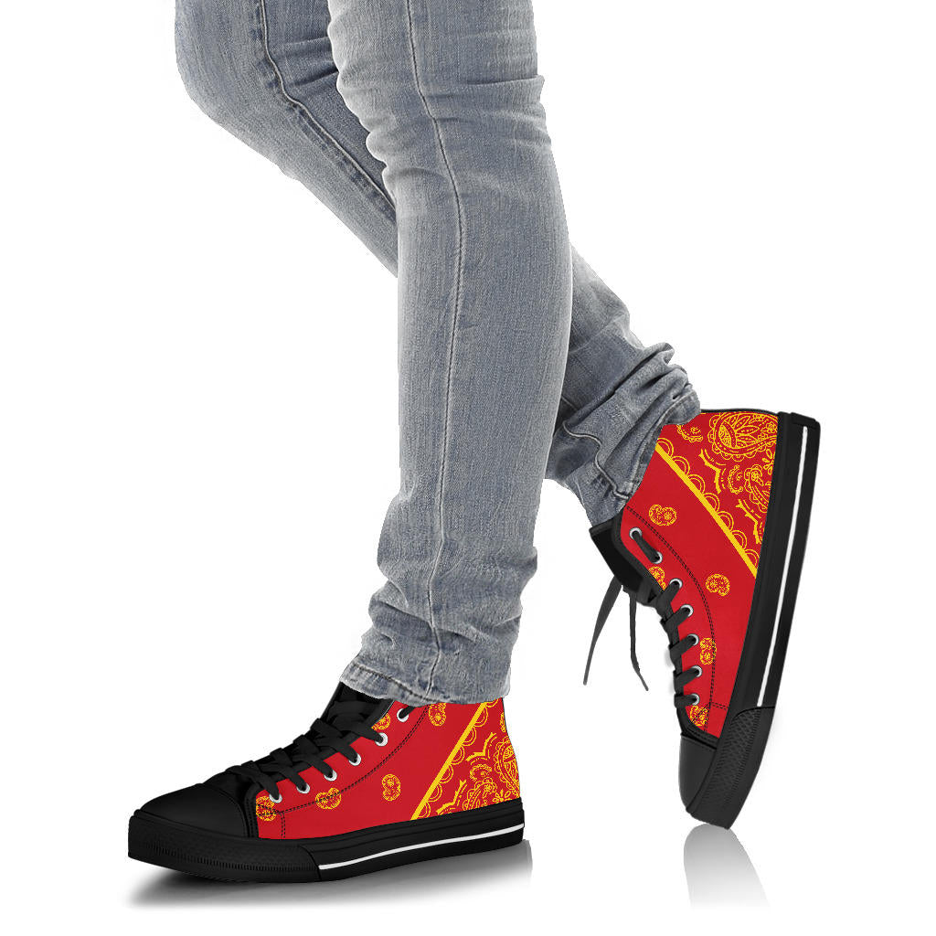 Red and Gold Bandana High Top Sneakers