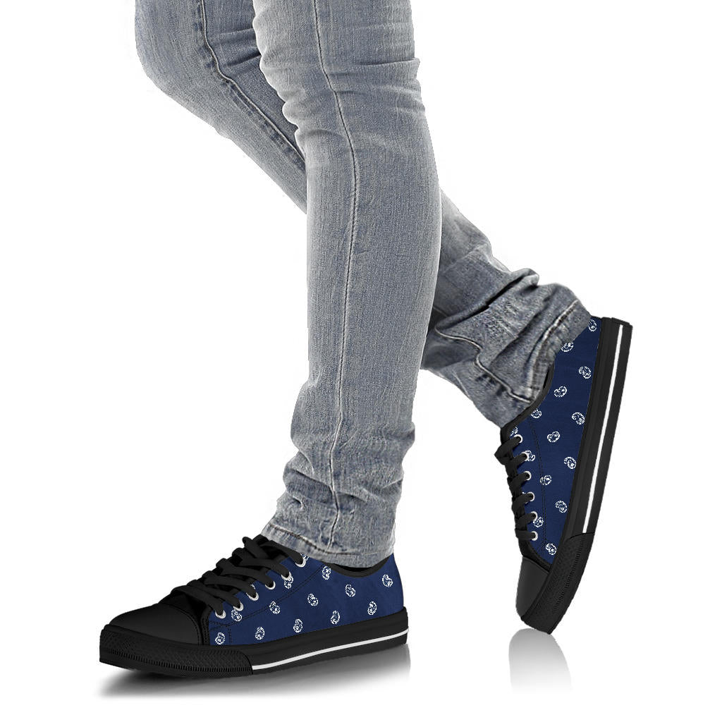 Canvas Low Top Sneakers - Navy and White Paisley