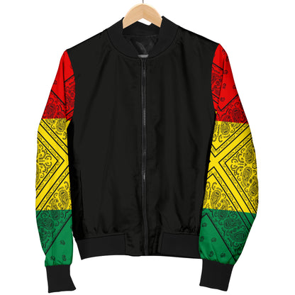 Women's Rasta Bandana Sleeved Bomber Jacket